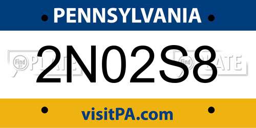 2N02S8 Pennsylvania License Plate