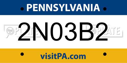 2N03B2 Pennsylvania License Plate