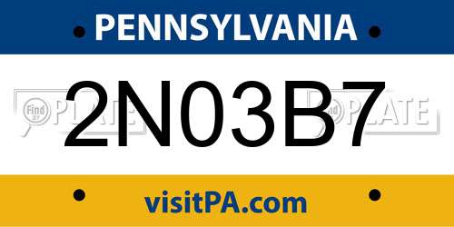 2N03B7 Pennsylvania License Plate