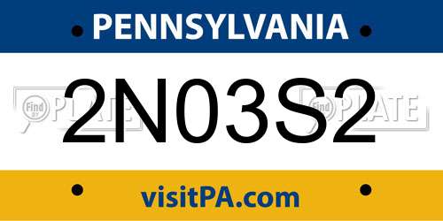 2N03S2 Pennsylvania License Plate