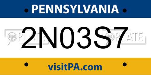 2N03S7 Pennsylvania License Plate