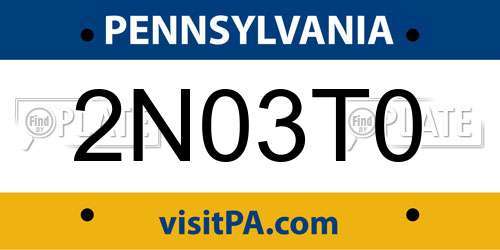2N03T0 Pennsylvania License Plate