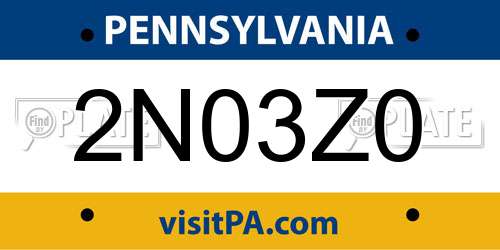 2N03Z0 Pennsylvania License Plate