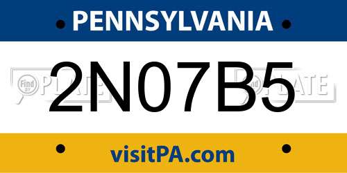 2N07B5 Pennsylvania License Plate