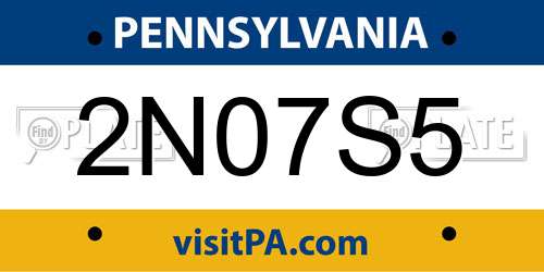 2N07S5 Pennsylvania License Plate