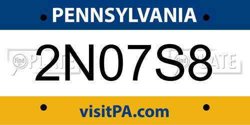 2N07S8 Pennsylvania License Plate