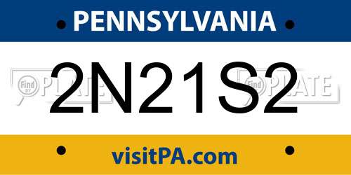2N21S2 Pennsylvania License Plate