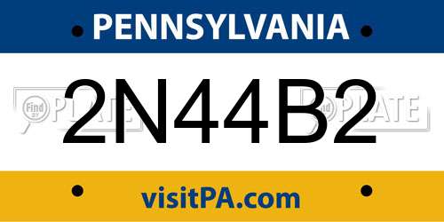 2N44B2 Pennsylvania License Plate