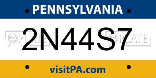 2N44S7 Pennsylvania License Plate