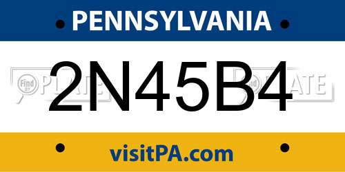 2N45B4 Pennsylvania License Plate