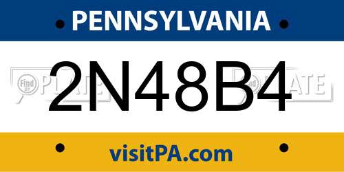 2N48B4 Pennsylvania License Plate