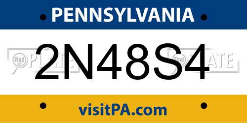 2N48S4 Pennsylvania License Plate