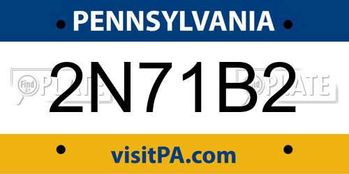 2N71B2 Pennsylvania License Plate