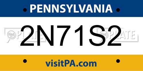 2N71S2 Pennsylvania License Plate
