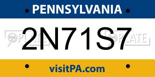 2N71S7 Pennsylvania License Plate
