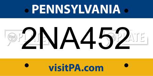 2NA452 Pennsylvania License Plate