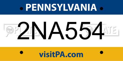 2NA554 Pennsylvania License Plate