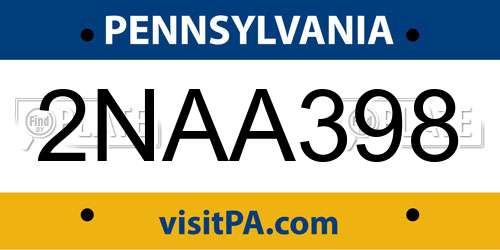 2NAA398 Pennsylvania License Plate