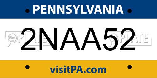 2NAA52 Pennsylvania License Plate