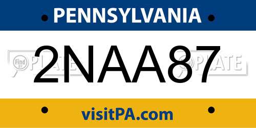 2NAA87 Pennsylvania License Plate