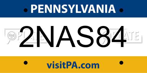 2NAS84 Pennsylvania License Plate