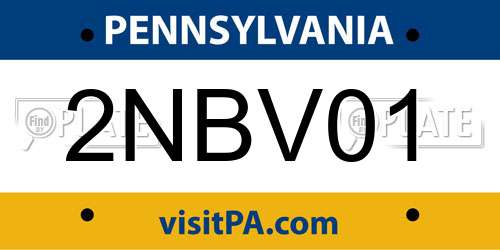 2NBV01 Pennsylvania License Plate