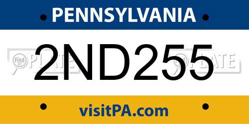 2ND255 Pennsylvania License Plate