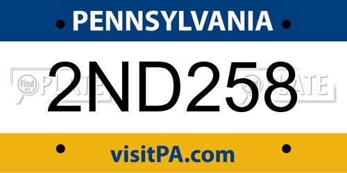 2ND258 Pennsylvania License Plate