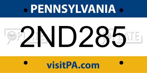 2ND285 Pennsylvania License Plate