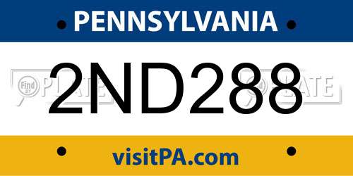 2ND288 Pennsylvania License Plate
