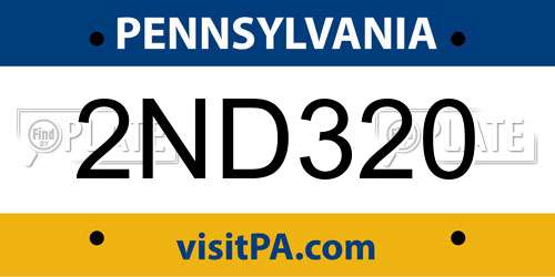 2ND320 Pennsylvania License Plate