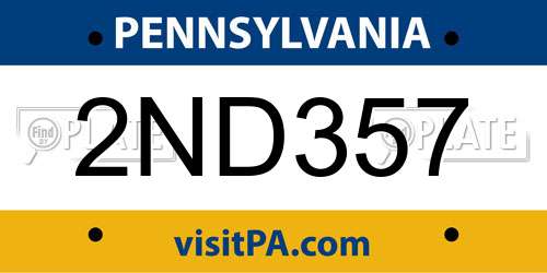 2ND357 Pennsylvania License Plate