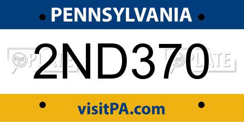 2ND370 Pennsylvania License Plate