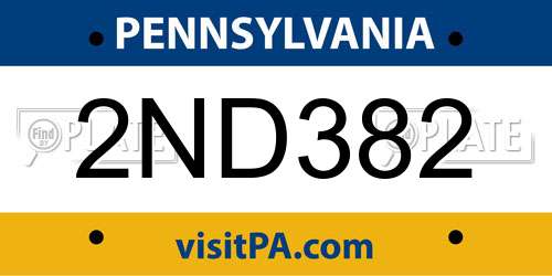 2ND382 Pennsylvania License Plate