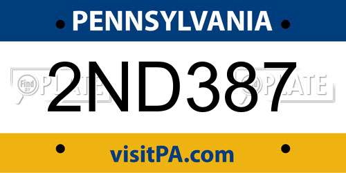 2ND387 Pennsylvania License Plate