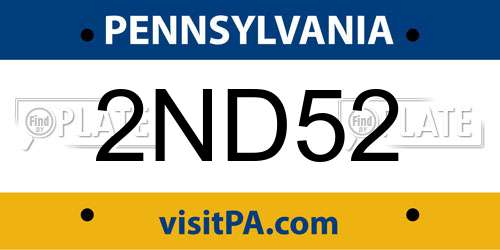 2ND52 Pennsylvania License Plate