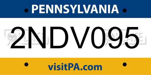 2NDV095 Pennsylvania License Plate
