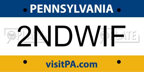 2NDWIF Pennsylvania License Plate