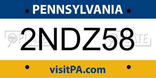 2NDZ58 Pennsylvania License Plate