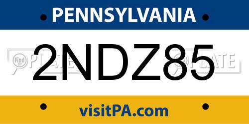 2NDZ85 Pennsylvania License Plate