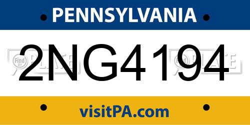 2NG4194 Pennsylvania License Plate