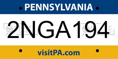2NGA194 Pennsylvania License Plate