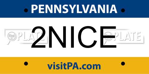 2NICE Pennsylvania License Plate