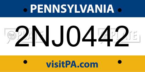 2NJ0442 Pennsylvania License Plate
