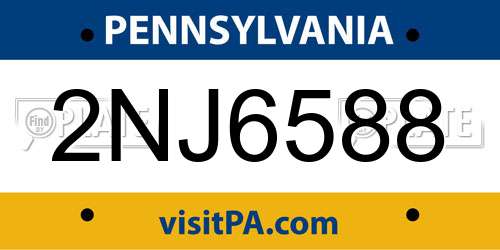 2NJ6588 Pennsylvania License Plate