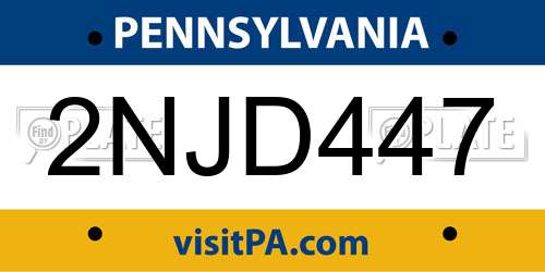 2NJD447 Pennsylvania License Plate