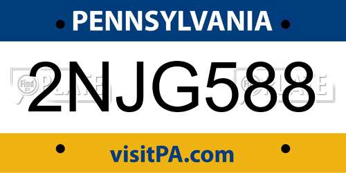 2NJG588 Pennsylvania License Plate