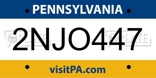 2NJO447 Pennsylvania License Plate