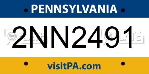 2NN2491 Pennsylvania License Plate