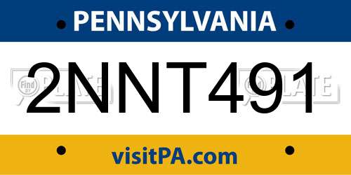 2NNT491 Pennsylvania License Plate
